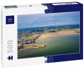 Lais Puzzle - Luftaufnahme des Strandes und Hafens von Porthcawl und des Jahrmarktes in Südwales UK - 500 Teile
