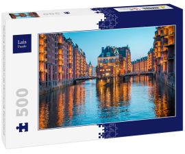 Lais Puzzle - Hamburg Speicherstadt in der Dämmerung, Deutschland - 500 Teile