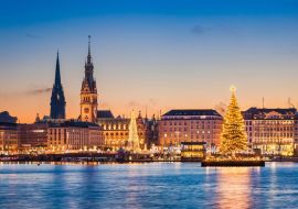 Lais Puzzle - Skyline und Weihnachtsmarkt von Hamburg, Deutschland - 500 & 1.000 Teile