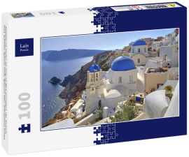 Lais Puzzle - Stadtbild mit Kirchen am Hang mit Blick auf Caldera, Oia, Santorin, Thira, Kykladen, Ägäische Inseln, Ägäisches Meer, Griechenland, Europa - 100 Teile