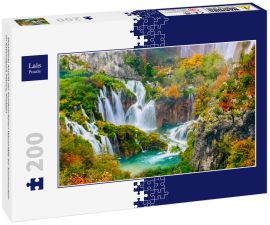 Lais Puzzle - Detaillierte Ansicht der wunderschönen Wasserfälle bei Sonnenschein im Nationalpark Plitvice, Kroatien - 200 Teile