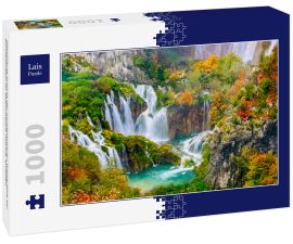 Lais Puzzle - Detaillierte Ansicht der wunderschönen Wasserfälle bei Sonnenschein im Nationalpark Plitvice, Kroatien - 1.000 Teile