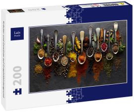 Lais Puzzle - Kräuter und Gewürze auf Graphithintergrund - 200 Teile