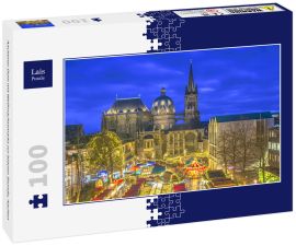 Lais Puzzle - Aachener Dom mit Weihnachtsmarkt zur blauen Stunde, Aachen - 100 Teile