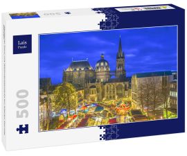 Lais Puzzle - Aachener Dom mit Weihnachtsmarkt zur blauen Stunde, Aachen - 500 Teile