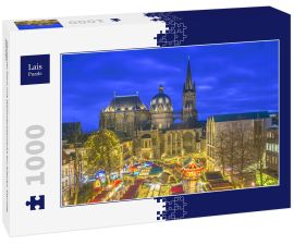 Lais Puzzle - Aachener Dom mit Weihnachtsmarkt zur blauen Stunde, Aachen - 1.000 Teile