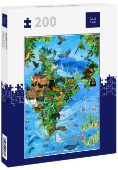 Lais Puzzle - Karte Indien aus Tieren - 200 Teile