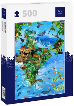 Lais Puzzle - Karte Indien aus Tieren - 500 Teile