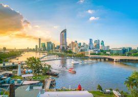 Lais Puzzle - Die Skyline der Stadt Brisbane und der Fluss Brisbane in der Dämmerung - 500 & 1.000 Teile