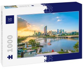 Lais Puzzle - Die Skyline der Stadt Brisbane und der Fluss Brisbane in der Dämmerung - 1.000 Teile