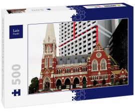 Lais Puzzle - Uniting Church am King George Square im Kontrast zu modernen Wolkenkratzern in Brisbane Queensland Australien - 500 Teile