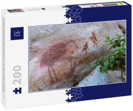 Lais Puzzle - Aborigine-Malereien auf dem Felsen. Mauern unter dem Schatten. Bedeutung: Tiere, Emu, Frosch. Elsey-Nationalpark, Victoria-Fluss, Northern Territory, Australien - 200 Teile