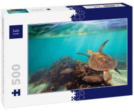 Lais Puzzle - Schildkröte schwimmt unter Wasser am Ningaloo Riff, Westaustralien - 500 Teile