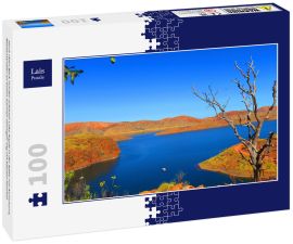 Lais Puzzle - Hoch oben Blick auf den schönen Lake Argyle in der Nähe von Kununurra, Westaustralien an einem warmen sonnigen Tag mit blauem Himmel - 100 Teile