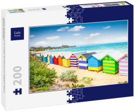 Lais Puzzle - Schöne Badehäuser am weißen Sandstrand von Brighton Beach, Victoria, Australien - 200 Teile