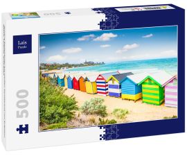 Lais Puzzle - Schöne Badehäuser am weißen Sandstrand von Brighton Beach, Victoria, Australien - 500 Teile