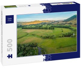 Lais Puzzle - Luftbildlandschaft von Wiesen und Weiden des Mitta Mitta Valley in der Nähe von Eskdale, Victoria, Australien bei Sonnenuntergang - 500 Teile