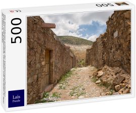 Lais Puzzle - Die Steinhäuser entlang der kopfsteingepflasterten Straßen sind größtenteils verlassen und verfallen in Real de Catorce, Mexiko - 500 Teile