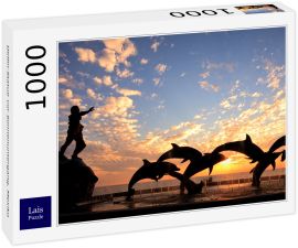 Lais Puzzle - Delfin-Statue vor Sonnenuntergang, Mexiko - 1.000 Teile