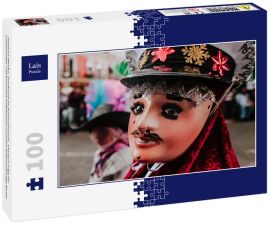 Lais Puzzle - Huehues Mexiko, mexikanische Karnevalsszene, Tänzerin trägt ein traditionelles mexikanisches Volkskostüm und eine farbenprächtige Maske - 100 Teile