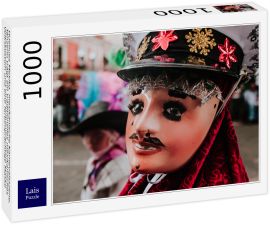 Lais Puzzle - Huehues Mexiko, mexikanische Karnevalsszene, Tänzerin trägt ein traditionelles mexikanisches Volkskostüm und eine farbenprächtige Maske - 1.000 Teile