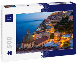 Lais Puzzle - Positano, Amalfiküste, Kampanien, Sorrento, Italien. Blick auf die Stadt und das Meer in einem Sommer Sonnenuntergang - 500 Teile