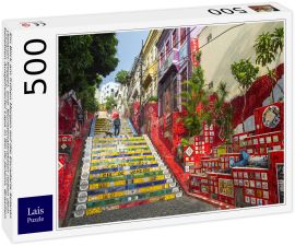 Lais Puzzle - Ein Blick am frühen Morgen auf die Escadaria Selarón (Selaron-Treppe), eine Touristenattraktion neben dem beliebten Ausgehviertel Lapa in Rio de Janeiro, Brasilien - 500 Teile