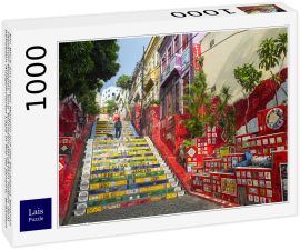Lais Puzzle - Ein Blick am frühen Morgen auf die Escadaria Selarón (Selaron-Treppe), eine Touristenattraktion neben dem beliebten Ausgehviertel Lapa in Rio de Janeiro, Brasilien - 1.000 Teile