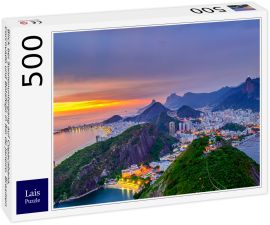 Lais Puzzle - Blick bei Sonnenuntergang auf Copacabana, Corcovado und Botafogo in Rio de Janeiro. Brasilien - 500 Teile