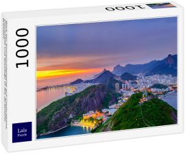Lais Puzzle - Blick bei Sonnenuntergang auf Copacabana, Corcovado und Botafogo in Rio de Janeiro. Brasilien - 1.000 Teile
