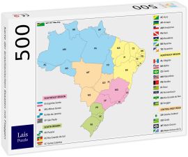 Lais Puzzle - Karte der brasilianischen Staaten mit Flaggen - 500 Teile