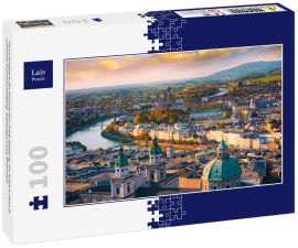 Lais Puzzle - Panoramablick der historischen Stadt Salzburg mit Salzach Fluss in schönem Sonnenuntergang, Salzburger Land, Österreich - 100 Teile