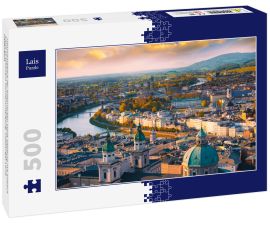 Lais Puzzle - Panoramablick der historischen Stadt Salzburg mit Salzach Fluss in schönem Sonnenuntergang, Salzburger Land, Österreich - 500 Teile
