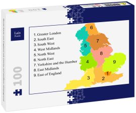 Lais Puzzle - Bunte Karte von England mit Umriss auf weißem Hintergrund - 100 Teile