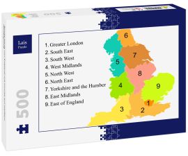 Lais Puzzle - Bunte Karte von England mit Umriss auf weißem Hintergrund - 500 Teile