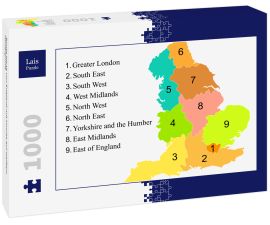Lais Puzzle - Bunte Karte von England mit Umriss auf weißem Hintergrund - 1.000 Teile