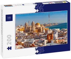 Lais Puzzle - Dächer der Altstadt und die Kathedrale de Santa Cruz am Morgen vom Turm Tavira in Cadiz, Andalusien, Spanien - 200 Teile
