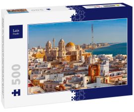 Lais Puzzle - Dächer der Altstadt und die Kathedrale de Santa Cruz am Morgen vom Turm Tavira in Cadiz, Andalusien, Spanien - 500 Teile