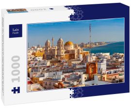 Lais Puzzle - Dächer der Altstadt und die Kathedrale de Santa Cruz am Morgen vom Turm Tavira in Cadiz, Andalusien, Spanien - 1.000 Teile
