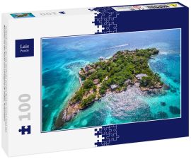 Lais Puzzle - Luftaufnahme der Isla del Pirata auf den Rosario-Inseln (Islas del Rosario) vor der Küste von Cartagena de Indias, Kolumbien. - 100 Teile