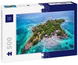 Lais Puzzle - Luftaufnahme der Isla del Pirata auf den Rosario-Inseln (Islas del Rosario) vor der Küste von Cartagena de Indias, Kolumbien. - 500 Teile
