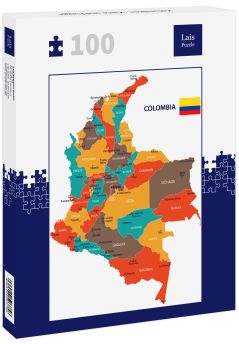 Lais Puzzle - Kolumbien - Karte und Flagge - 100 Teile
