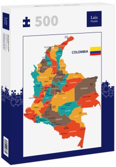 Lais Puzzle - Kolumbien - Karte und Flagge - 500 Teile