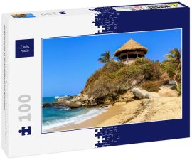 Lais Puzzle - Panorama einer Hütte an einem Traumstrand im Nationalpark Tayrona bei Barranquilla an der Karibikküste von Kolumbien - 100 Teile