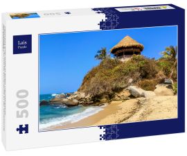 Lais Puzzle - Panorama einer Hütte an einem Traumstrand im Nationalpark Tayrona bei Barranquilla an der Karibikküste von Kolumbien - 500 Teile