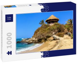 Lais Puzzle - Panorama einer Hütte an einem Traumstrand im Nationalpark Tayrona bei Barranquilla an der Karibikküste von Kolumbien - 1.000 Teile