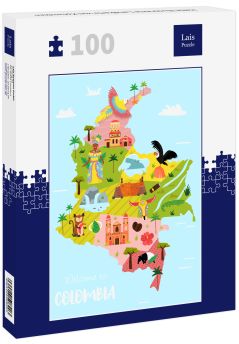 Lais Puzzle - Helle illustrierte Landkarte von Kolumbien - 100 Teile