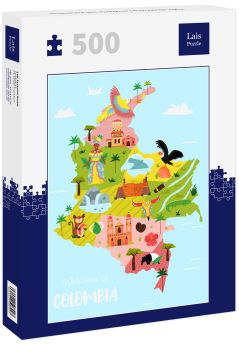 Lais Puzzle - Helle illustrierte Landkarte von Kolumbien - 500 Teile