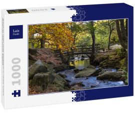 Lais Puzzle - Brücke im Padley Gorge Waldgebiet im Herbst, schöne Farben des Peak District, England - 1.000 Teile