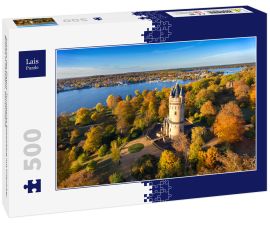 Lais Puzzle - Ansicht des Flatow-Turmparks Babelsberg mit Glienicker Brücke in Potsdam, Deutschland - 500 Teile